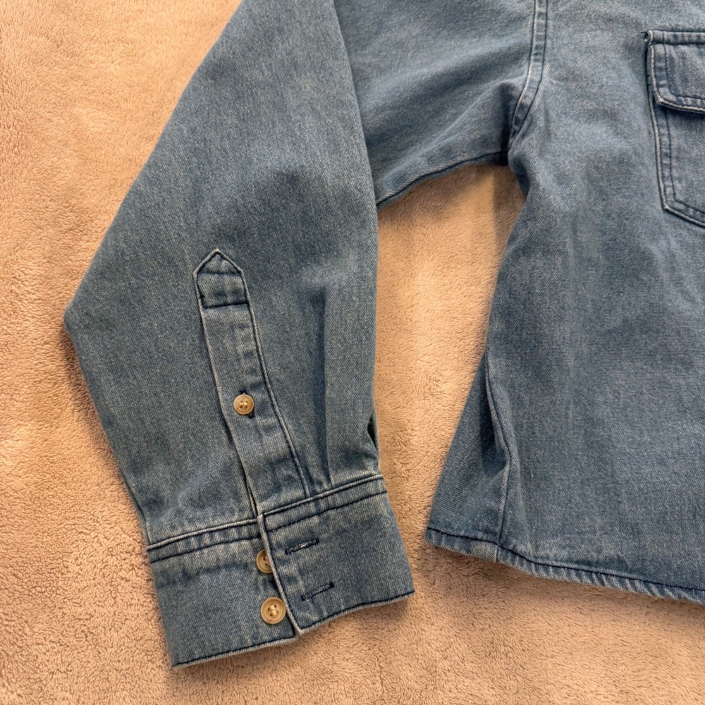 NWT Denim Cropped Casual Shirt Jacket Athleisure Boxy Western Utility Blue Sz M - Picture 5 of 9
